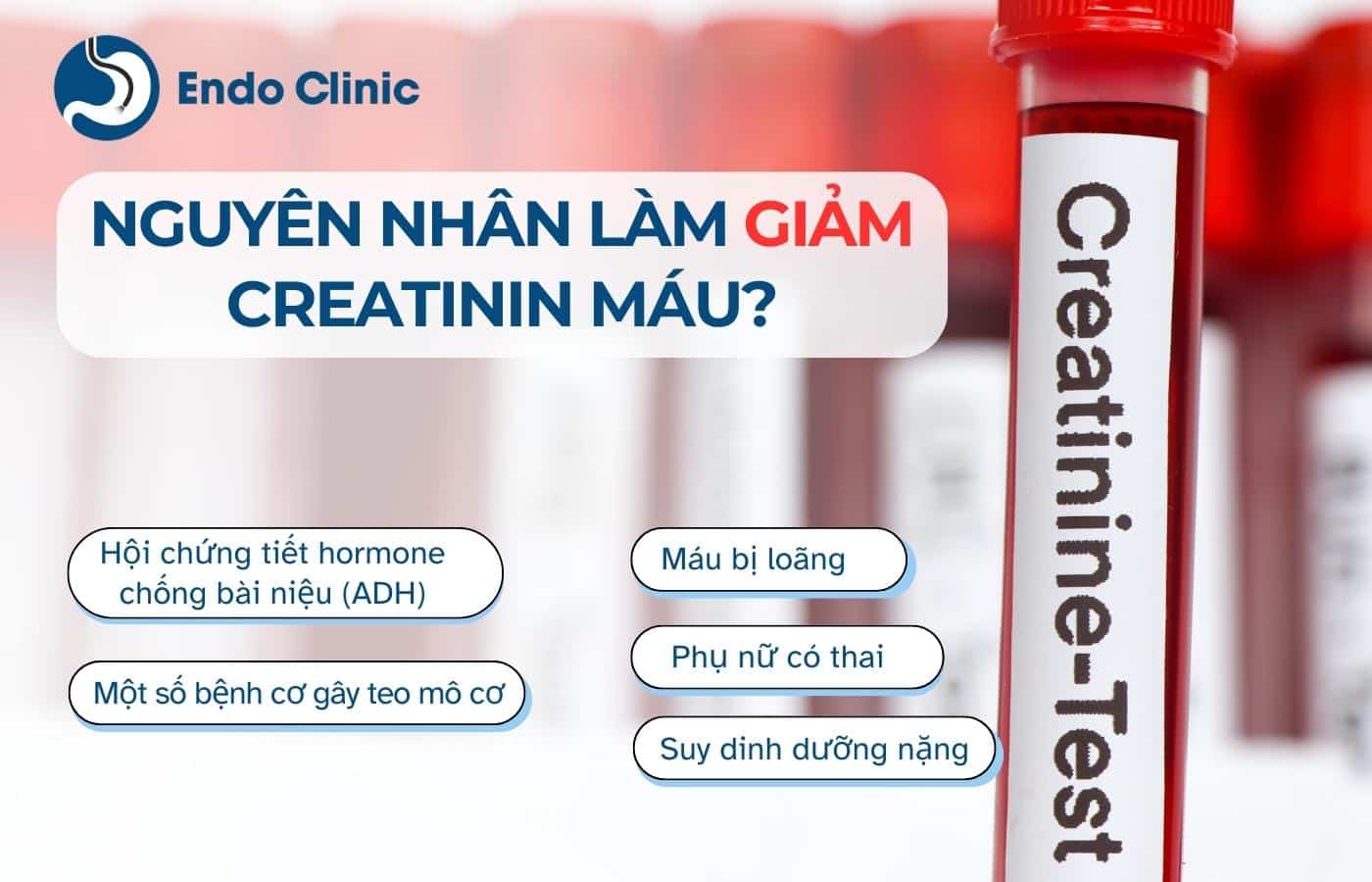 Nguyên nhân làm giảm creatinin máu?